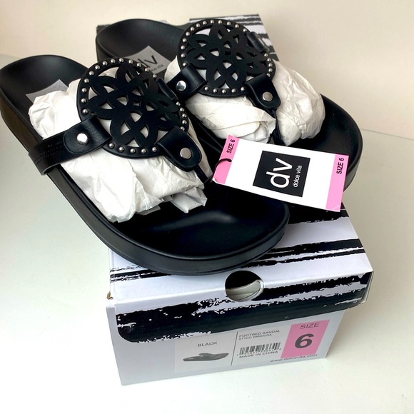 Dolce Vita footbed sandal Pandora size 6 black sandals NEW in box - Picture 2 of 13